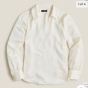 NWT J.Crew Cream Satin Blouse Popover